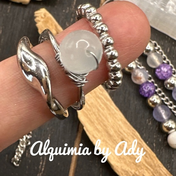 Alquimia Silver Rings with Intricate Design selenite midi knuckle pinky - Picture 1 of 2